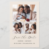 Budget 3-foto-collage Beige Save the Date (Voorkant)