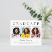 Budget 3 Foto Collage Graduation Invitations (Staand voorkant)