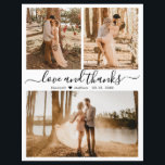 Budget 3 Foto Collage Weddenschap Hartelijk dank<br><div class="desc">Budget, Elegant, Modern, Wedding Three Photo Collage Hand Letterde Dank je gepersonaliseerde betaalbare THIN-kaart met laag budget. Minimalistische bruiloft bedankt je sjabloon met (3) drie foto op de voorkant en één foto op de achterkant. ***GELIEVE OPMERKING TE MAKEN! *** BEGROTINGSPAPIER/FLYER IS THIN. *** UPGRADE HET PAPIER VOOR EEN THICKER PAPIER....</div>