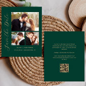 Budget 3-Foto Emerald Green QR-code Save the Date