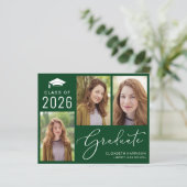 Budget 3 Foto groene afstudeeraankondiging (Staand voorkant)