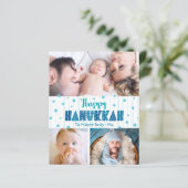 Budget 3 foto Happy Hanukkah Turquoise Stars Kaart (Staand voorkant)