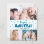Budget 3 foto Happy Hanukkah Turquoise Stars Kaart (Voorkant)