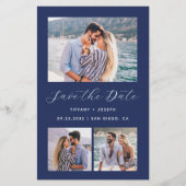 Budget 3-Foto Marine Blauw Save the Date (Voorkant)