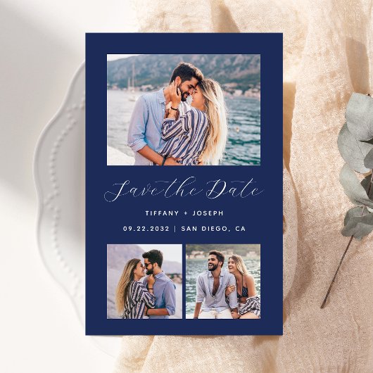 Budget 3-Foto Marine Blauw Save the Date