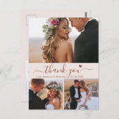 Budget 3 Foto Terracotta Script Bruiloft Dank u Briefkaart (Voorkant / Achterkant)