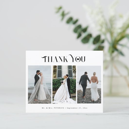 Budget 3 fotocollage moderne bruiloft bedankt (Staand voorkant)