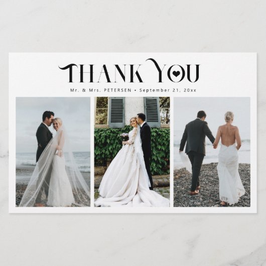 Budget 3 fotocollage moderne bruiloft bedankt flyer (Voorkant)