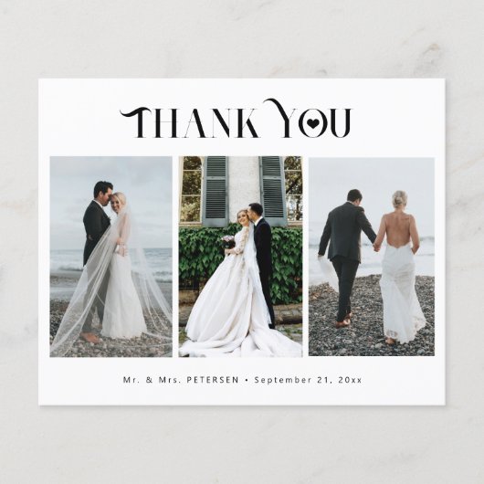 Budget 3 fotocollage moderne bruiloft bedankt flyer (Voorkant)