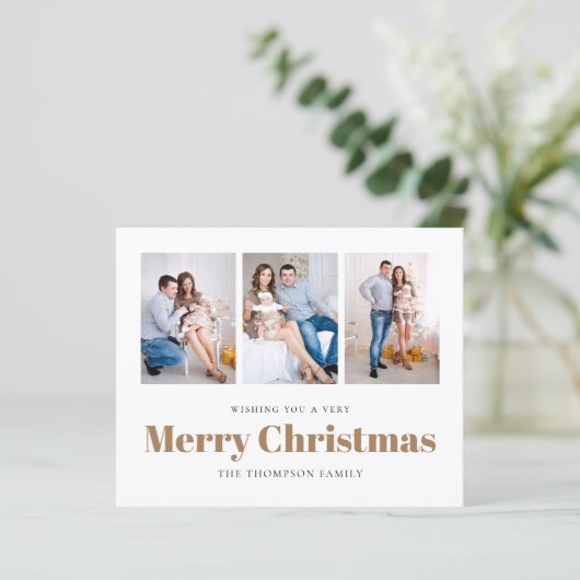 BUDGET 3 Foto's familie, prettige kerstkaart (Staand voorkant)