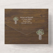 Budget 3 in 1 RUSTIC WOOD Wedding Invite All In One Uitnodiging (Achterkant)