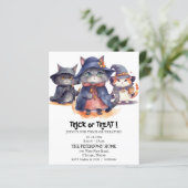 Budget 3 Kleine Heksen Trick or treat Uitnodiging (Staand voorkant)