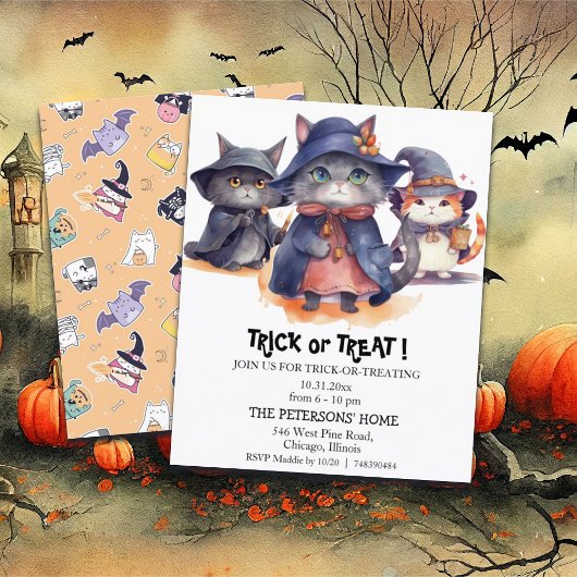 Budget 3 Kleine Heksen Trick or treat Uitnodiging