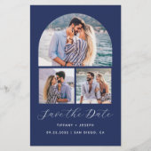 Budget 3 Photo Arch QR Code Navy Save the Date (Voorkant)