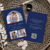 Budget 3-Photo Arch QR Code Navy Save the Date