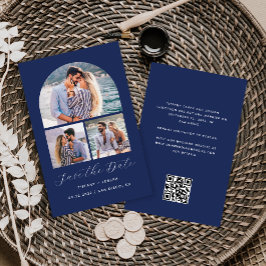 Budget 3 Photo Arch QR Code Navy Save the Date