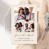 Budget 3-Photo Collage Beige Bewaar de datum