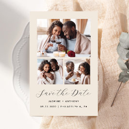 Budget 3-Photo Collage Beige Bewaar de datum