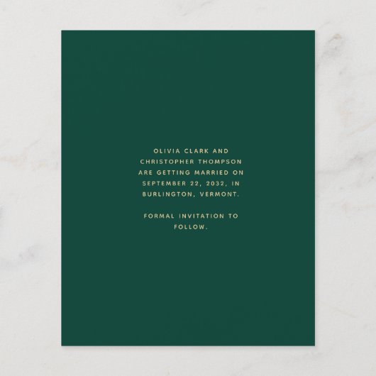 Budget 3-Photo Collage Emerald Green Save the Date (Achterkant)