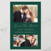 Budget 3-Photo Collage Green Save the Date (Voorkant)