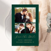 Budget 3-Photo Collage Green Save the Date