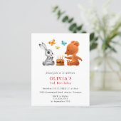 Budget 3e verjaardag Teddy Bear Bunny uitnodiging (Staand voorkant)