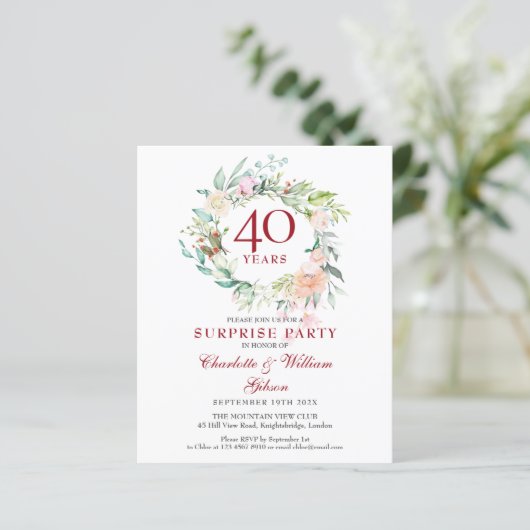 Budget 40-jarig jubileum verrassingsfeest foto uit (Staand voorkant)