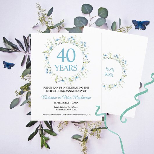 Budget 40e bruiloft Blue Wildflower Jubileum