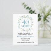 Budget 40e bruiloft Blue Wildflower Jubileum (Staand voorkant)