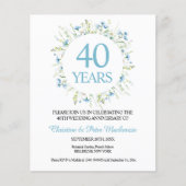 Budget 40e bruiloft Blue Wildflower Jubileum (Voorkant)