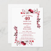Budget 40e bruiloft Jubileum Bloemenuitnodiging (Voorkant / Achterkant)