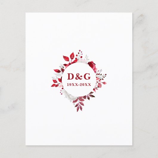 Budget 40e bruiloft Jubileum Bloemenuitnodiging (Achterkant)