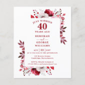Budget 40e bruiloft Jubileum Bloemenuitnodiging (Voorkant)