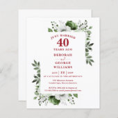 Budget 40e bruiloft Jubileum Bloemenuitnodiging (Voorkant / Achterkant)