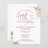 Budget 40e Jubileum Hart Bloemenuitnodiging (Voorkant / Achterkant)