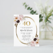 Budget 40e verjaardag Rozen Gold Foil Party Uitnod (Staand voorkant)