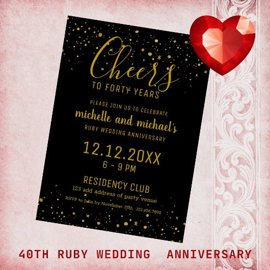 Budget 40th Ruby Wedding Jubileum Zwart Goud