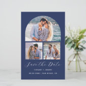 Budget 4 Foto Collage Boog Navy Save the Date (Staand voorkant)