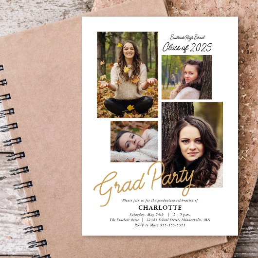 Budget 4 Foto Collage Graduation Party Kaart