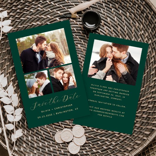 Budget 4-Foto Collage Groen Save the Date