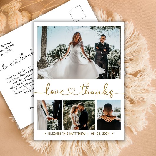 Budget 4 Foto Collage Wedding Dank u Briefkaart