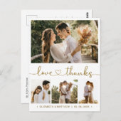 Budget 4 Foto Collage Wedding Dank u Briefkaart (Voorkant / Achterkant)