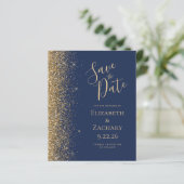 Budget 4 Foto Goud Glitter Marine Save the Date (Staand voorkant)