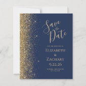 Budget 4 Foto Goud Glitter Marine Save the Date (Voorkant)