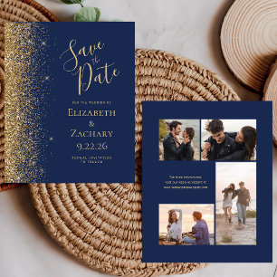 Budget 4 Foto Goud Glitter Marine Save the Date