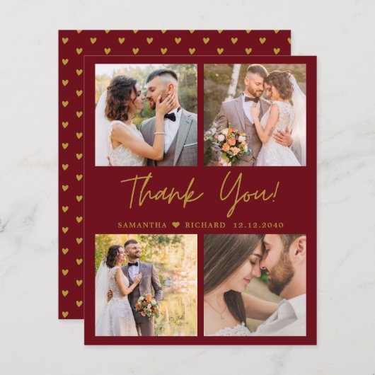 Budget 4 Foto maroon Gold Weddenschap Hartelijk da (Voorkant / Achterkant)