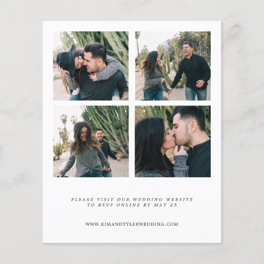 Budget 4 Fotocollage moderne huwelijksuitnodiging (Achterkant)