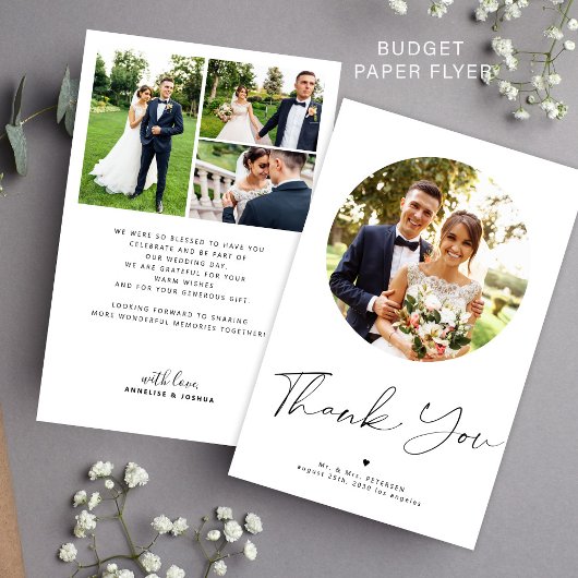 Budget 4 fotocollage trouw dank je wel flyer