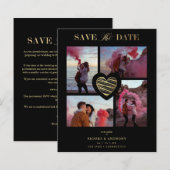 Budget 4 Foto's Black Collage Wedding Gold Heart  (Voorkant / Achterkant)