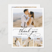 Budget 4 Fotoscript Hart Bruiloft Dank u Kaart (Voorkant / Achterkant)